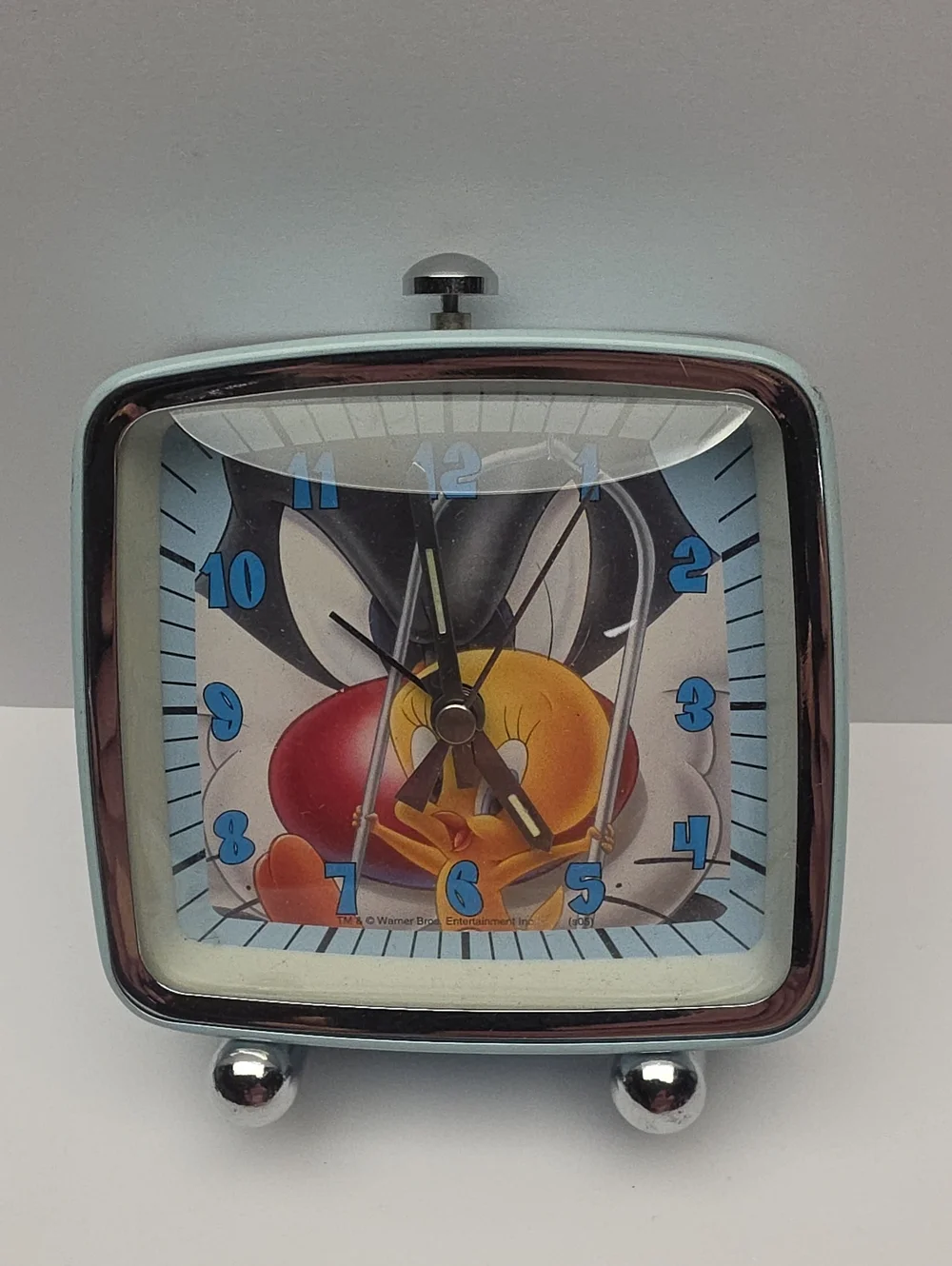 Tweety Square Desk Clock Light Blue and Yellow